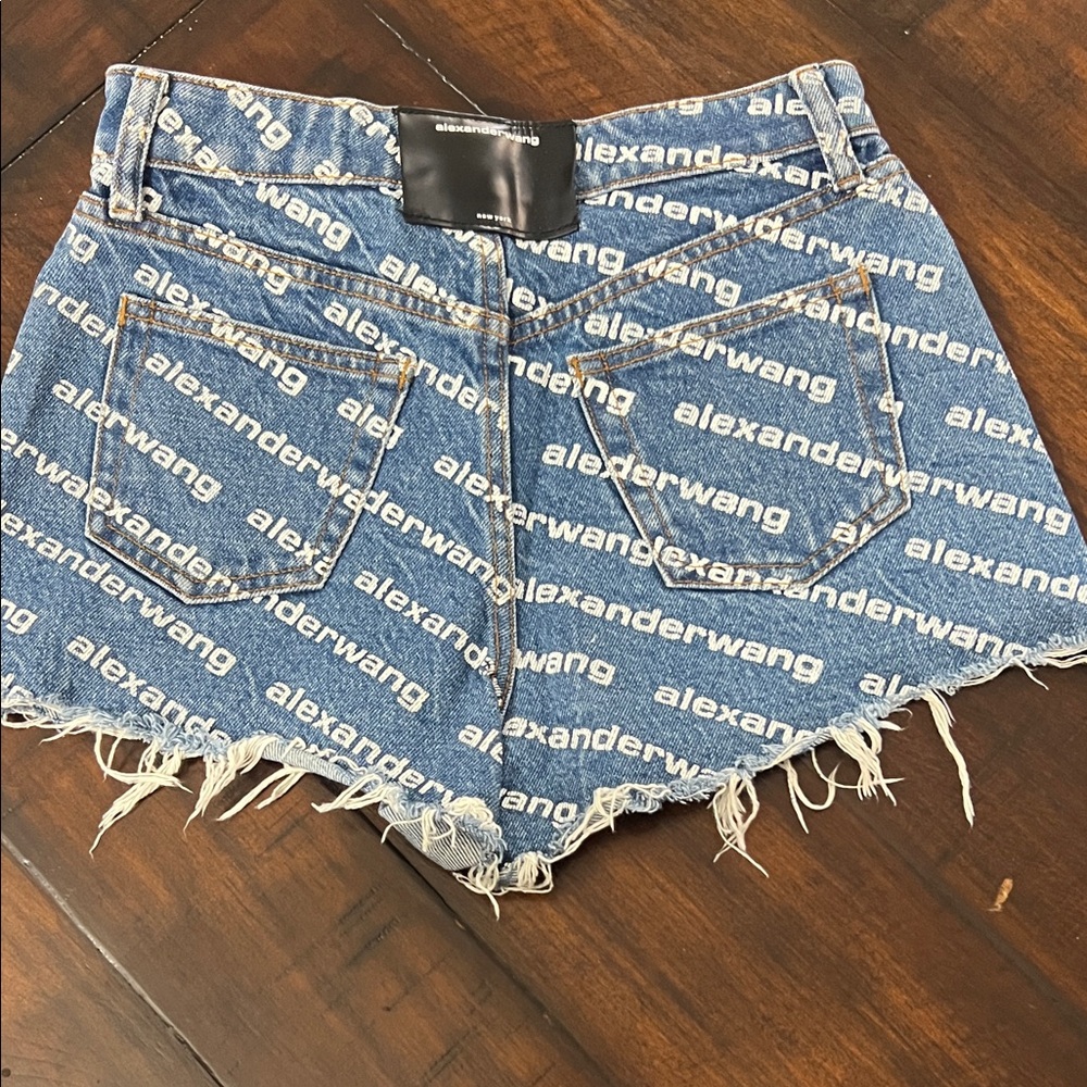 Alexander Wang Blue Logo Jean Shorts